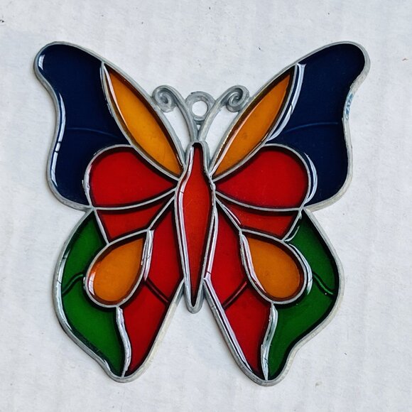 MCM Hanging Suncatcher Window Ornament Retro Butterfly Acrylic Colorful - Picture 1 of 4